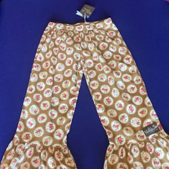 Matilda Jane Brown With Flower Print Ruffle Capri Pant Girls Size 8 - Picture 7 of 7